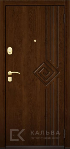 Фото «Входная дверь тёмный орех с белой МДФ-панелью классика №26»