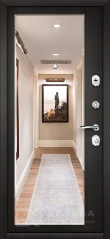 Фото №2 «Входная дверь серо-оливковая снаружи чёрная с зеркалом №2»