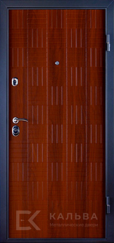 Фото «Железная дверь махагон с геометрическим рисунком и дубом №567»