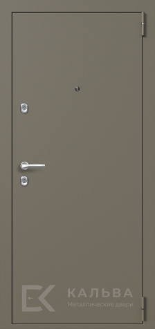 Фото «Входная дверь серо-оливковая снаружи чёрная с зеркалом №2»