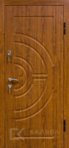 Фото «Входная дверь орех с круговой фрезеровкой и светлым ясенем №71»